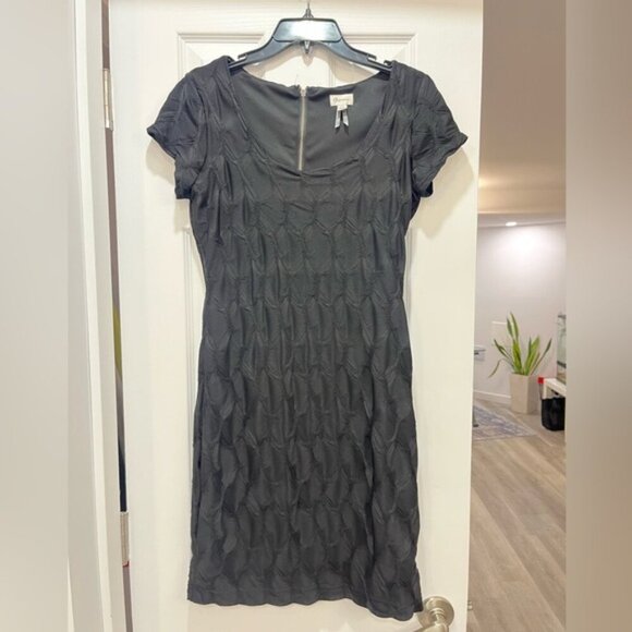 Stretchy Textured Black Dress Dynamite Bodycon Scoop Neck M - Picture 2 of 5